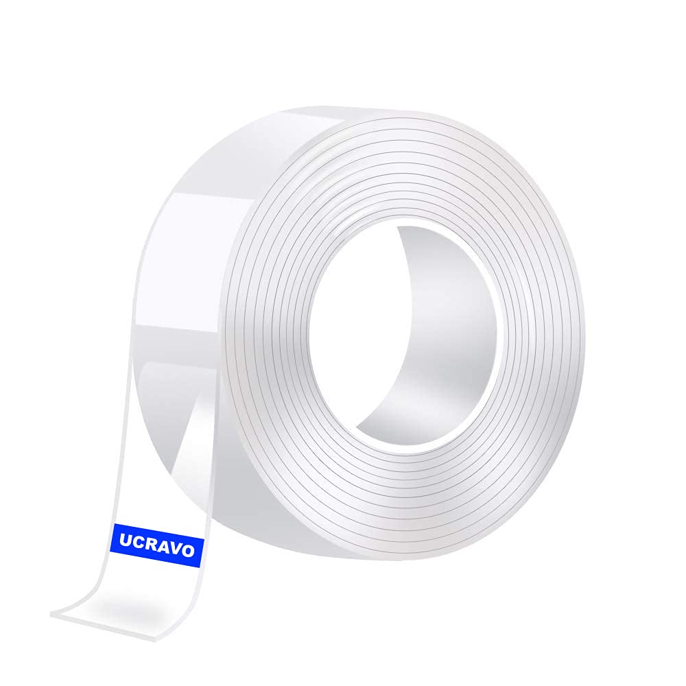 UCRAVO Double Sided Tape Heavy Duty, Transparent Strong Adhesive Mounting Trackless Removable Washable for Tape for Posters, Carpets, Photo Frames, Kitchen,Office,Car Decor(3 Meter).…