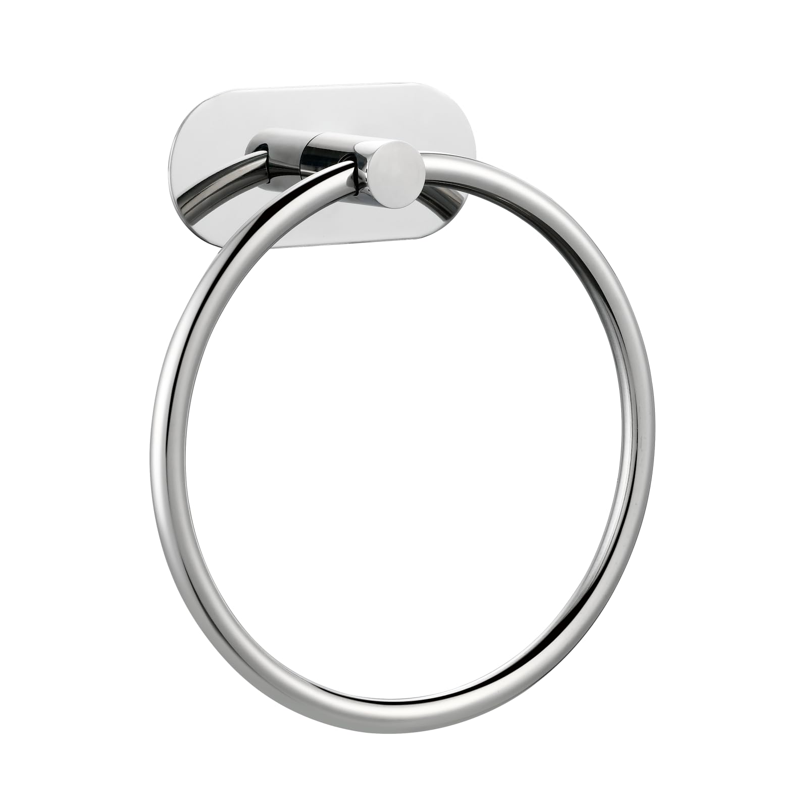 Self-Adhesive Towel Ring, No Drill Stainless Steel Round Hand Towel Holder, Rustproof Waterproof Towel Hanger with Strong Sticky Base, Modern Wall-Mounted Towel Loop for Bathroom Kitchen (Chrome)