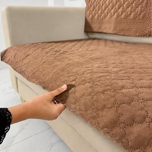 Image of Homerz Premium Petal Charm Sofa Cover | Embossed Floral Pattern | Soft Touch, Anti-Dust & Easy Wash Fabric Cloth, Washable and Durable (Rust, 5(3+1+1) Seater, Seat Cover with Backrest)