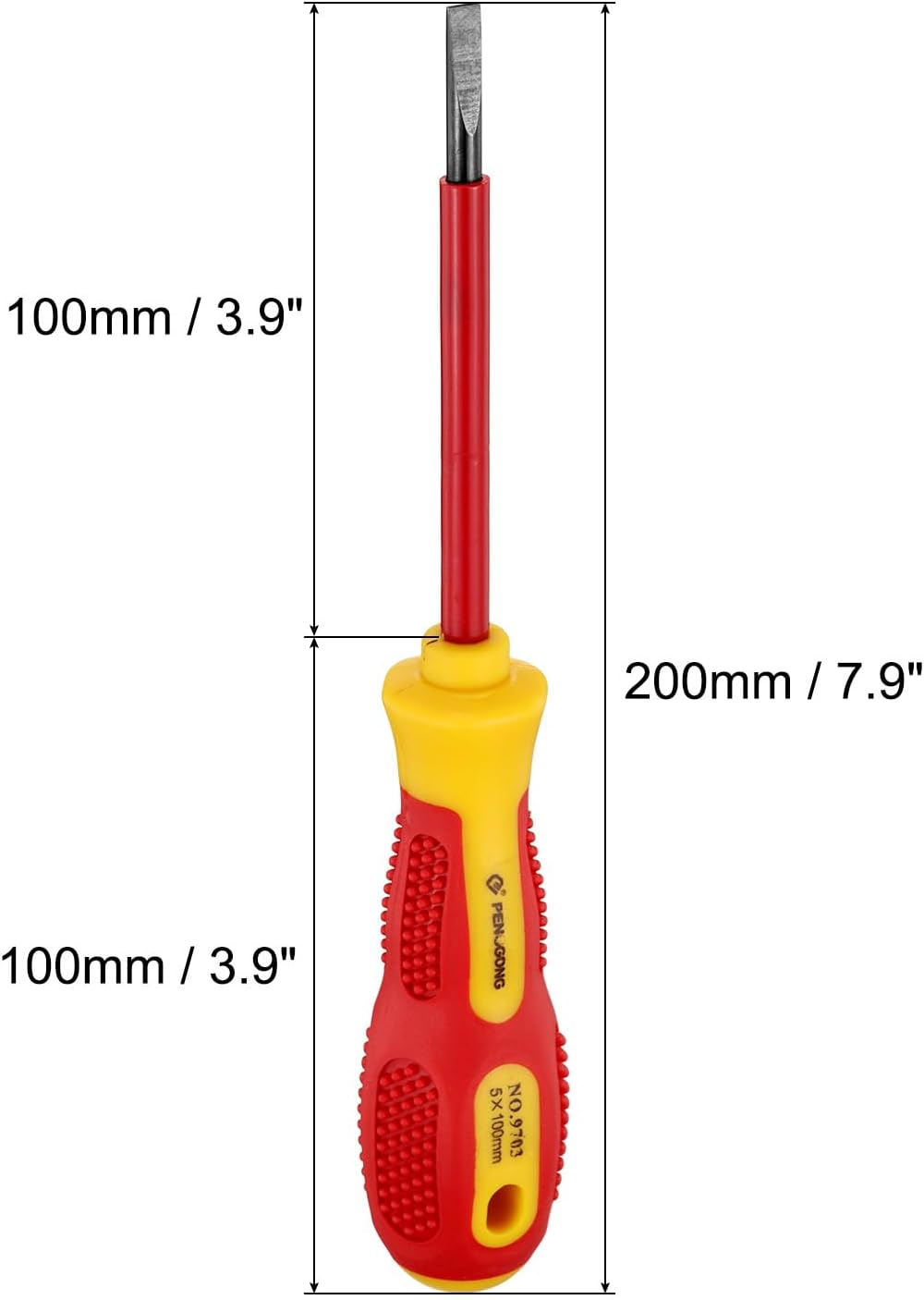 uxcell 2pcs 1000v Insulated Electrician Screwdriver 5x100mm CR-V Magnetic Slotted Flat Head Insulation Screwdrivers