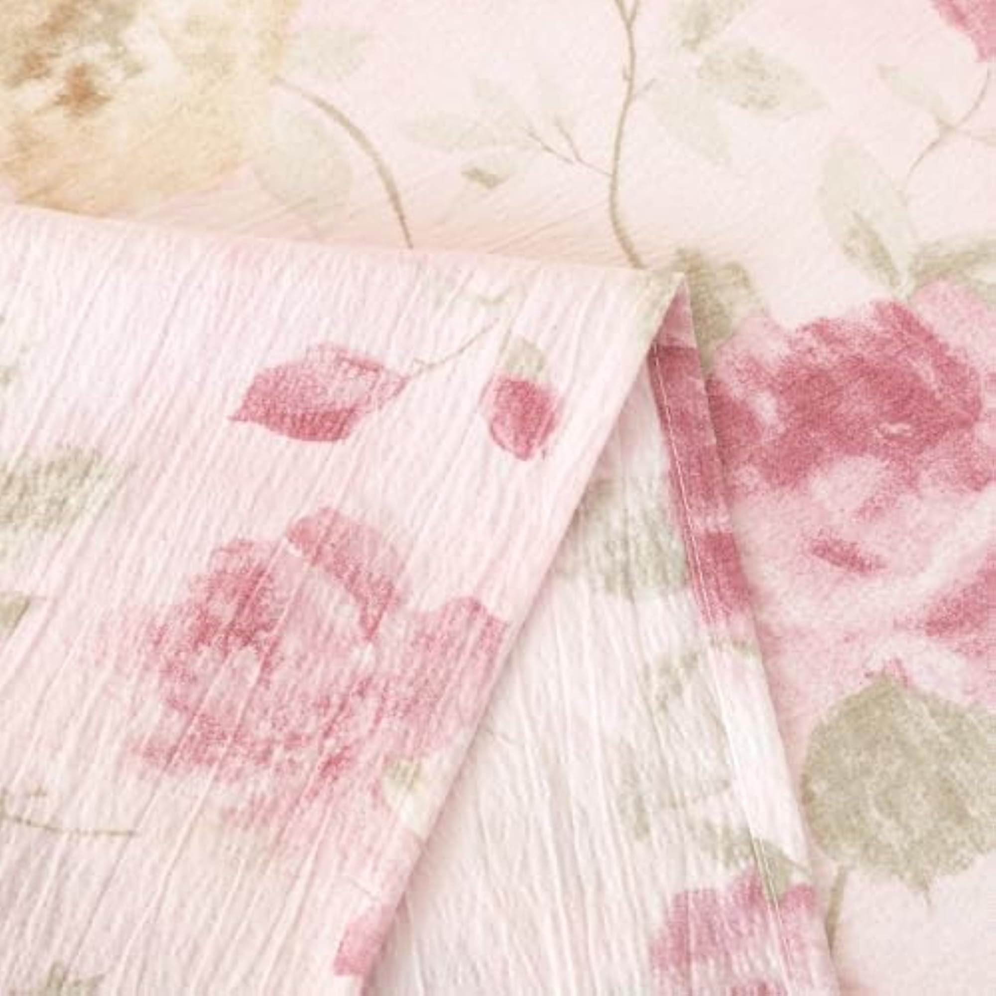 King Size Air Cotton Bedsheet, Pink & Green, 270 x 250 cm