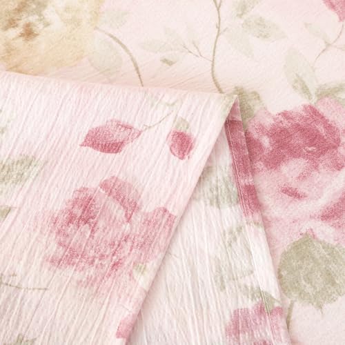 Image of Story@Home 240 TC Air Cotton King Size Bedsheet, Pink & Green, 270 x 250 cm | Air Cotton Flatsheet, Two Pillow Covers, 240 TC, Super Soft, Floral Design