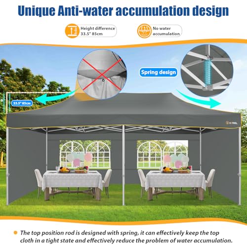 Image of Hoteel 10x20 Heavy Duty Pop Up Canopy Tent with 6 Sidewalls, Taupe
