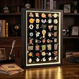 swakuszy Light Up Pin Display Case – 16x12 Black Enamel Pin Display Board with Light, Pin Holder and Pin Collection Display Frame, Pin Display for Wall or Tabletop, Pin Board for Enamel Pins