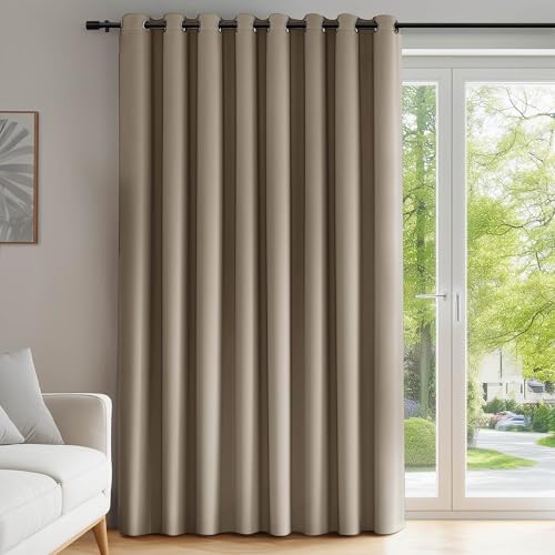 Deconovo Rideaux Occultants Isolant Thermique, 254 X 270 CM (Largeur X Hauteur), Design Moderne à Oeillets, Rideaux pour Chambre Garçon, Taupe, 1Pièces