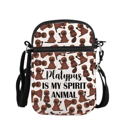 Sac à bandoulière ornithorynque pochette en toile cadeau amoureux animaux australiens