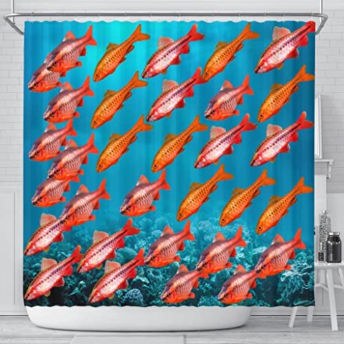 Cherry Barb Fish Print Shower Curtains Shower Curtain - Cherry Barb Fish Print Shower Curtains
