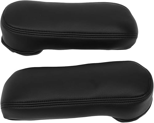 Miniatura 4 de cciyu Fit for Ford F250 F350 Excursion Lariat 99 00 01 02 03 04 05 06 07 Black - Second Gen Leather For Seat Armrest Covers (Leather Part Only)