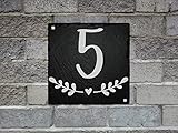 Hausnummer personalisiert aus Schiefer, Türschild, Adressschild, Namensschild, Hausschild Schiefer, 17 x 17 cm oder 20 x 20 cm, Türschild Nummer aus Stein