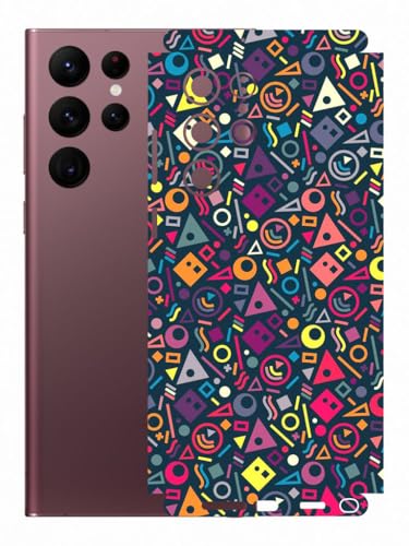 Image of AtOdds - Compatible for Samsung Galaxy S22 Ultra Mobile Back Skin Rear Screen Guard Protector Film Wrap (Coverage - Back+Camera+Sides) (Shapes Graffiti)