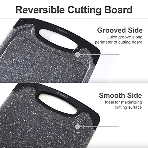 Home & Kitchen Essentials 3-Piece Cutting Board Set. Reversible, Marble Granite Gray, Bpa Free, Dishwasher Safe, Easy-Grip Handle And Non-Porous With Juice Grooves #TOP1