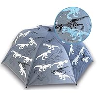 HECKBO Magic & Reflector children's boys' umbrella - dinosaur - changes colour when it rains - 360° visibility in traffic - folding umbrella: fits in any school bag