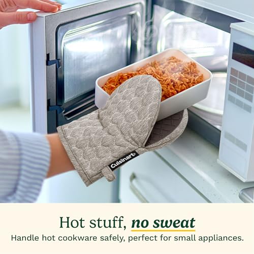 Image of Cuisinart ShieldPro Mini Silicone Oven Mitts, 2-Pack 5.5 inchx8.5 inch, 450F | Non-slip grip on hot cookware, hangs neatly by the stove, cotton lining adds comfort,ambidextrous for smaller hands