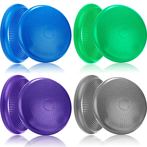 Image of Jerify 4 Pcs Wiggle Seat Flexible Inflated Wobble Cushion Stability Balance Pad Balance Disc Sensory Seat for Men Women Fitness Physical Exercise Improving Posture Home Office