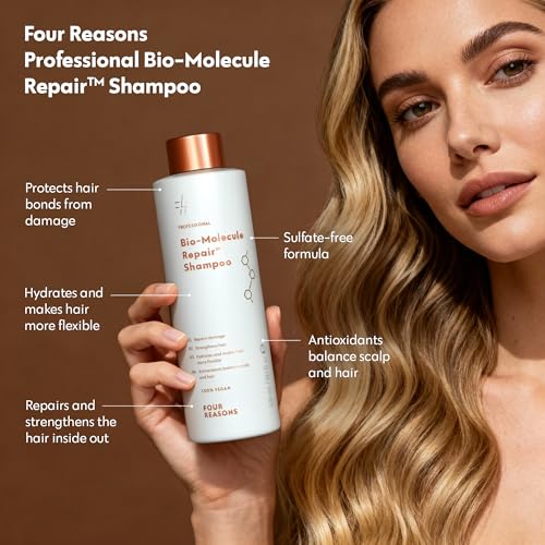 Image of FOUR REASONS Bio-Molecule Bond Repair Shampoo for Color Treated Hair - Moisturizing, Strengthening & Anti Frizz Shampoo for Damaged Hair - Sulfate Free, Vegan & Cruelty Free, 10.1 Fl Oz