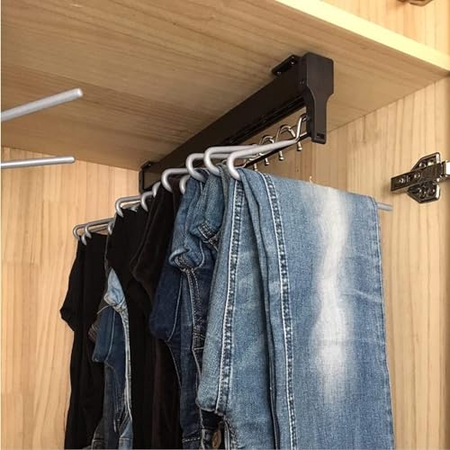 Genérico Barra extraíble Resistente para Armario con Amortiguador - Perchero Extensible para Pantalones, Percha retráctil Ajustable para Abrigos y Pantalones (350 mm/13,7 Pulgadas)