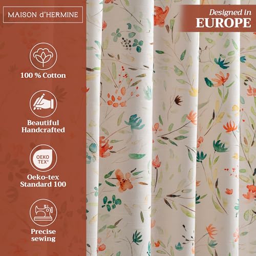 Image of Maison d' Hermine Curtains for Living Room 100% Cotton 50 inchx96 inch (Pack of 1) | 96 inches long Light Filtering Curtains for Windows Bedroom with Rod and Loop Pockets - Colmar