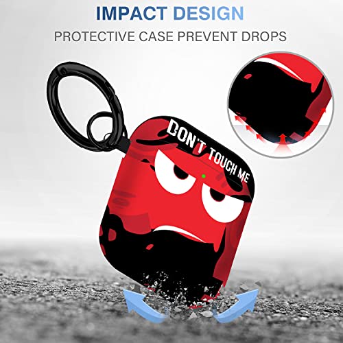 Image of for Airpods Case, Don't Touch Me for Airpods Cover with Keychain Soft Cute Shockproof Cover for Women Men Compatible with for Airpods 2 /1 Charging Case,red