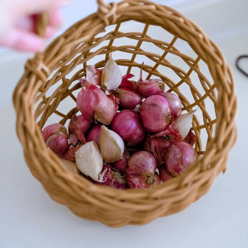 Cestas de mimbre para almacenamiento de alimentos transpirables, juego de 2 piezas tejidas 7