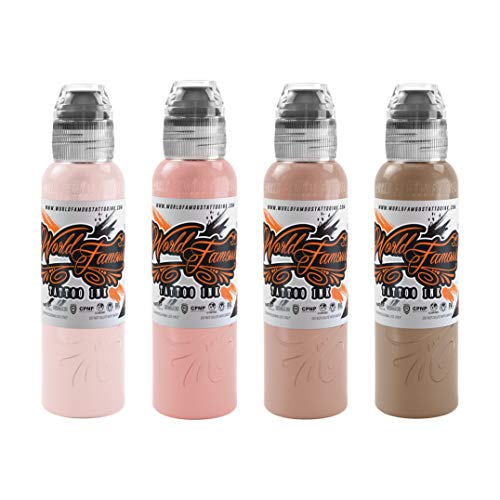 Maks Kornev Pink Skintone Set of 4 Bottles  World Famous Tattoo Ink  1oz