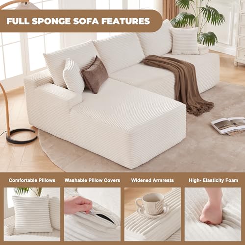 Cloud Sectional Couch, Modular Sectional Sofa for Living Room, Boneless Sofa with Deep Seat, Fluffy Comfy Couch with L-Shaped Chaise, No Assembly Required, Beige