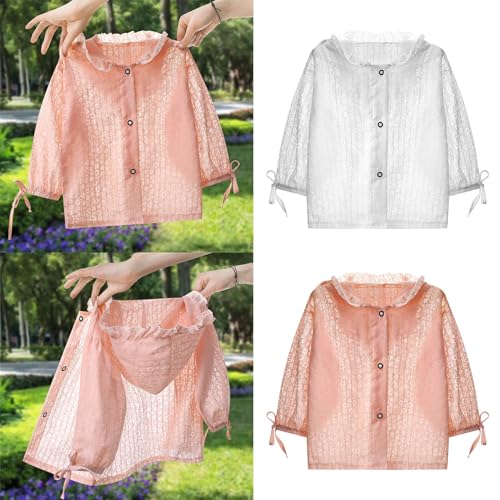 Winter Coat Tops 2024 Children‘s Summer Solid Color Thin Sun Protective Clothing With A Hat For Girl Christmas Gifts3