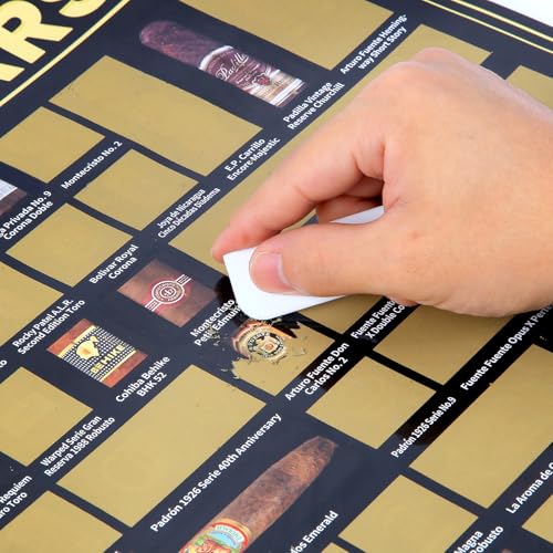 EIHFHIE Cigar Bucket List Scratch Off Poster,Top 50 Cigar List,Gift For Cigar Lover, Cigar Collectors,Bar & Pub,Man Cave or Game Room (12x18 In) - Image 3