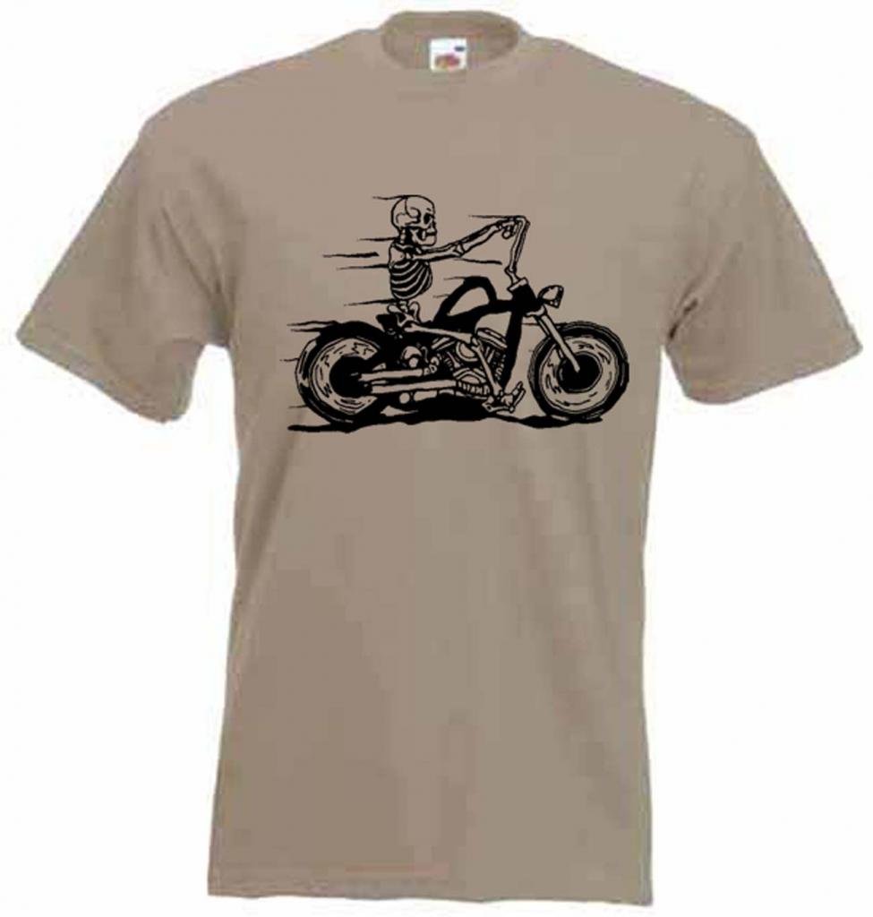 Tribal T-Shirts Khaki Skeleton Rider Biker T-Shirt (Xl, )