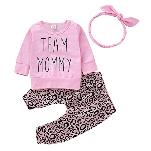 Emmababy Daddy's Girl Baby Clothes Outfit New Born Girls White Bodysuit Romper Long Sleeve Top+Flowers Pants Leggings+Headband 0-24M (0-6months, Pink Long Sleeve Set)