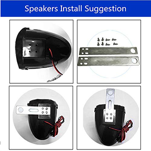 Image of UTV ATV Bluetooth Amplifier Sound System Hand-Free Speakers FM USB Audio System Stereo 3 Inch Speakers 12V Motorcycle Waterproof Audio FM Radio Stereo Speaker (Chrome&Black Speaker)
