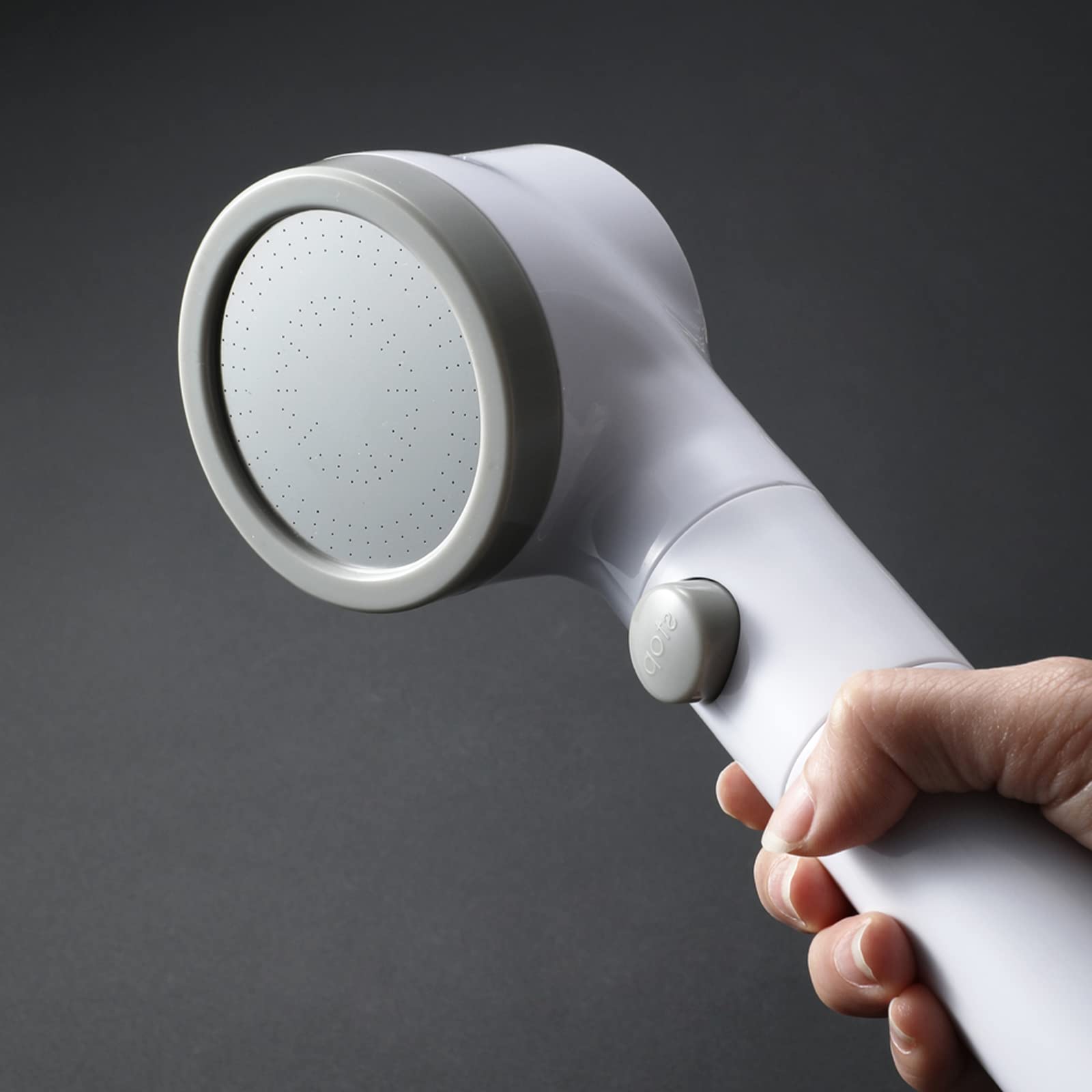 Cabezal de Ducha de Alta Presión con Manguera y Soporte, Cabezal de Ducha Desmontable, Rociador de Ducha para Reparar la Piel Seca y la Caída del Cabello, Blanco Gris