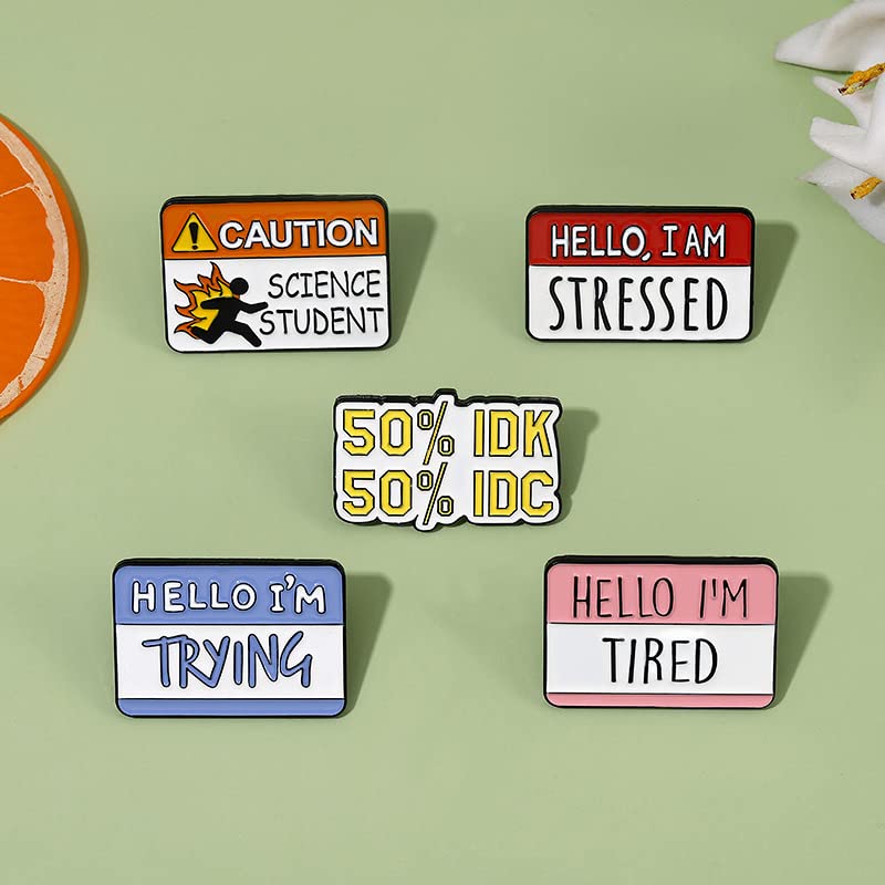 Image of Fun Dialog Enamel Brooch Pins - Express Your Mood with Humor