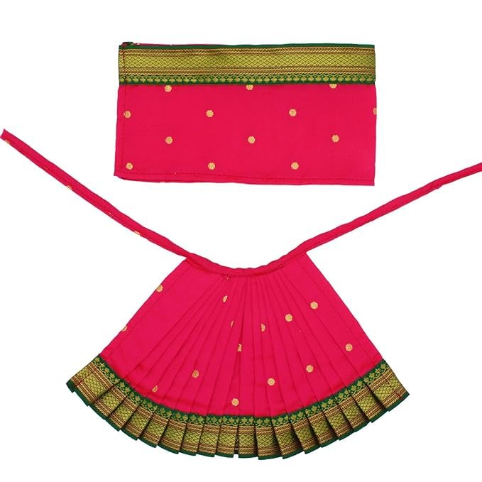 Vedic Vaani Navaratri Goddess MATA Rani Poshak, Maa Laxmi, Durga, Saraswati, Radha Shringar for Kalasha Pooja (Pink, 6(H) x 11 (W) Inchs) Apprx for 6 inch Idol-image-5