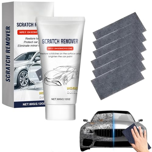 2026 Nuevo Kit Reparación Arañazos Coche con Paño Nano,Pasta 60g + 6 Paños,Reparador Arañazos Coche y Pulimento Coche Arañazos,Quita Arañazos Coche para Pintura,Cristal y Plástico