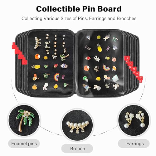 Enamel Pin Display Bag EVA Hard Shell Pin Trading Book, 18 Page Collectible Pin Board, Pin Display Case for Collectors, Suitable for Storing Enamel Pins, Sports Pins, Earrings and Brooches3