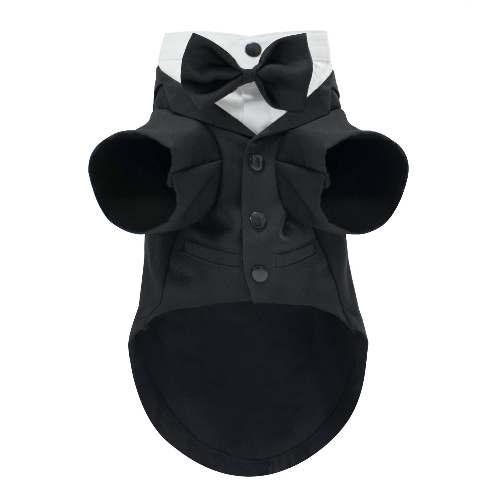Dog Tuxedo Suit, Formal Pet Shirt Costume Wedding Attire with Black Bow Tie, Pet Outfit Apparel for Small Dogs Cats (Black, Medium)