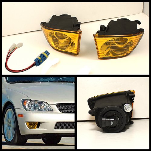 AKKON - For 01-05 Lexus IS Altezza XE10 Yellow Amber Lens Projector Fog Light Direct Replacement W/Wiring