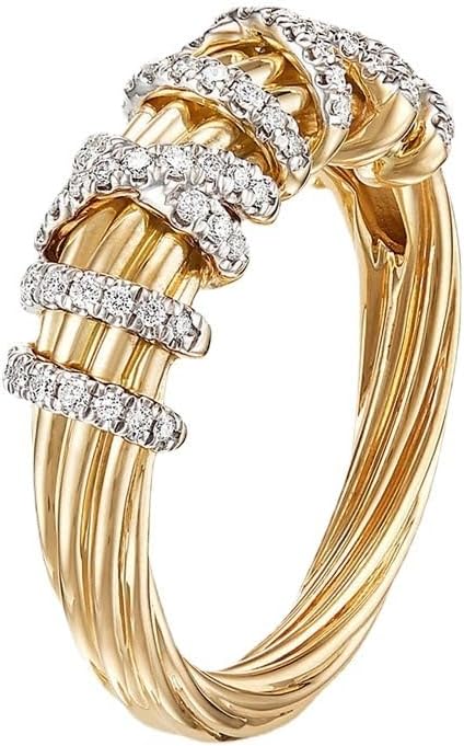 18k Gold Geometric Line Women's Ring Fashionable Cubic Zirconia Gold Rings for Women14K Gold Plated Diamond Wedding Promise Engagement Rings Stackable Fashion Dainty Gold Rings