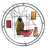 Bellaa 23569 Metal Wall Art Decor Abstract Plant Vases