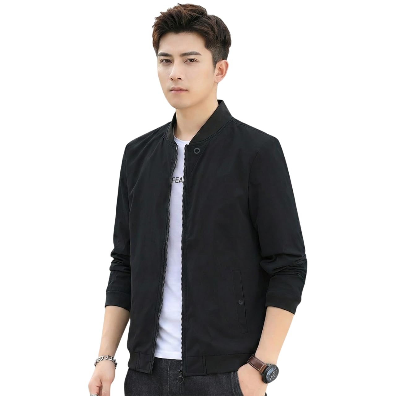 Men's Bomber Jacket | Fancy Collar|| Lightweight Casual Zip-Up Jacket | Stylish Slim Fit Outerwear for All Seasons