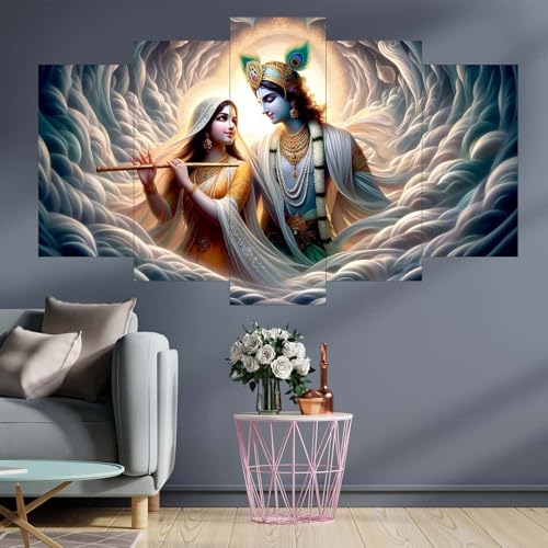 Image of SN Handicrafts Radha Krishna Religious Wall Painting for Living Room, Bedroom, Gifts, 18 inch x 30 inch Painting (Without Frame, Pack of 5)(RK S-109)