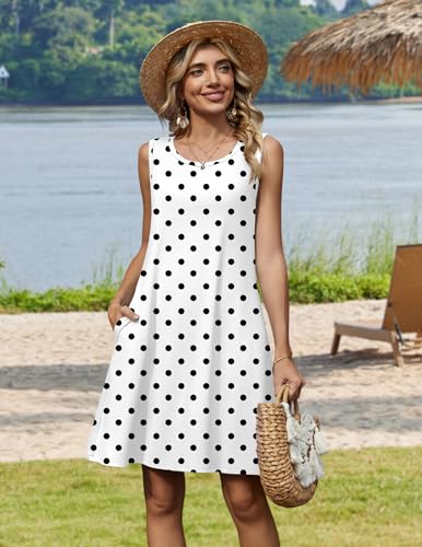 Image of Zeagoo Womens Summer Dress 2026 Sleeveless Casual A-Line Tshirt Sundresses