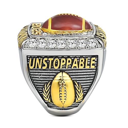 2025 Fantasy Football Champion Ring with Brown football Raised - Premium Unstoppable Trophy Ring with Zircon - Commemorative Gift for Fantasy League Winners​4