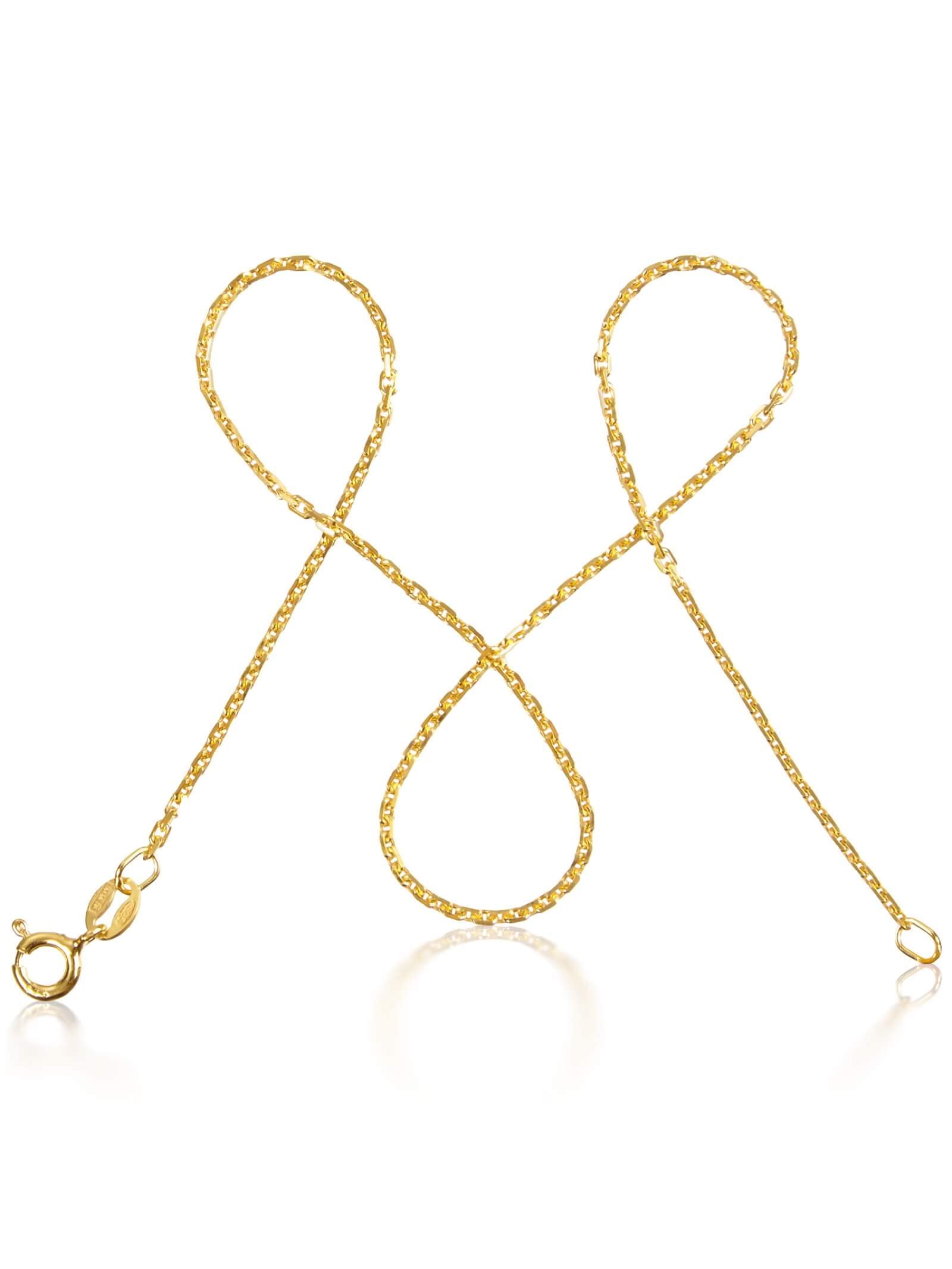 modabilé Panzerkette Damen Halskette Vergoldet 925er Sterling Silber (35cm-90cm 1,3mm breit) Goldkette ohne Anhänger Goldene Kette Kurz 925 Frauen