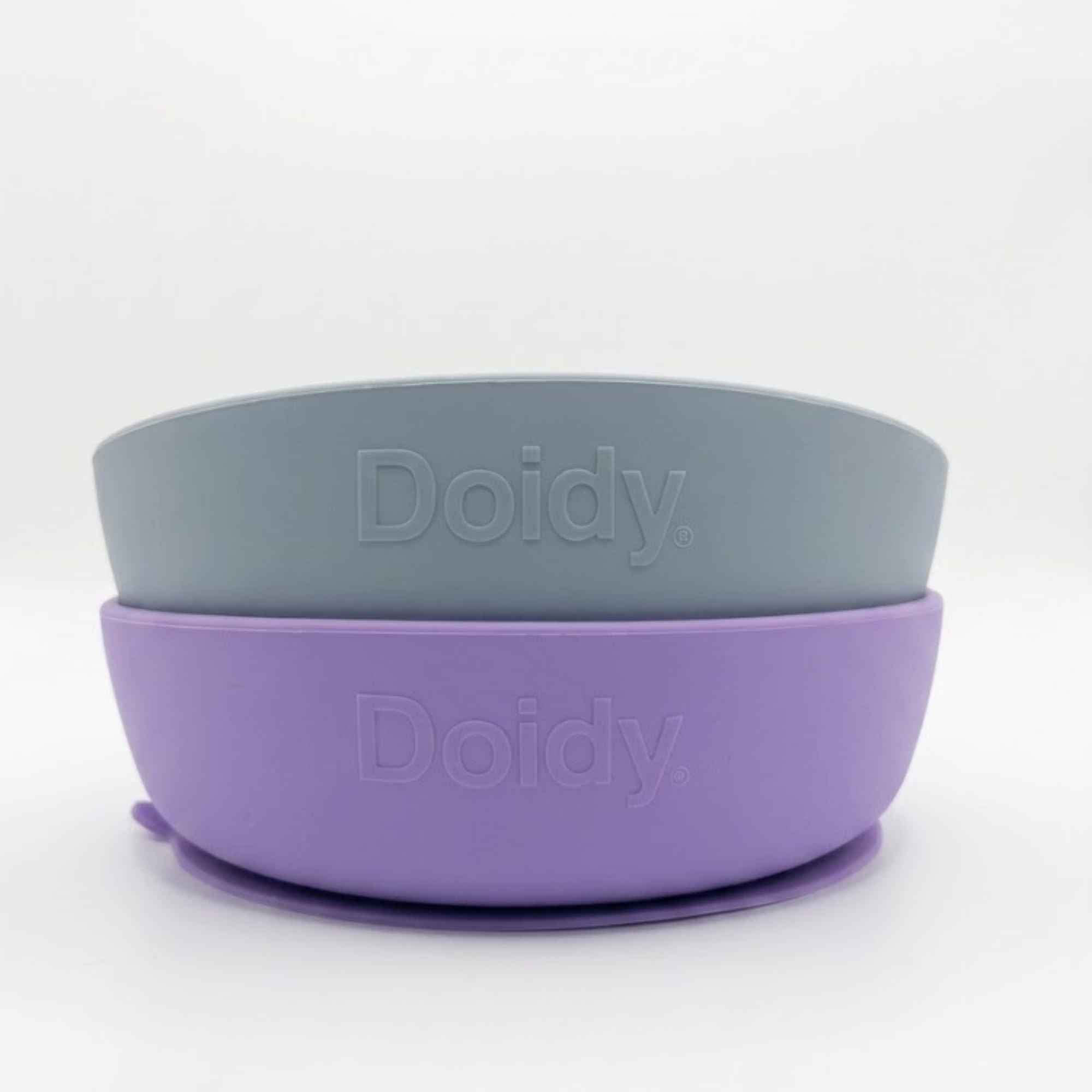 Doidy Bowl 2 Pack 350ml, 6 Months+ Baby Weaning Bowl with Suction Base, Training for Self-Feeding Baby Food (Lilac + Grey)