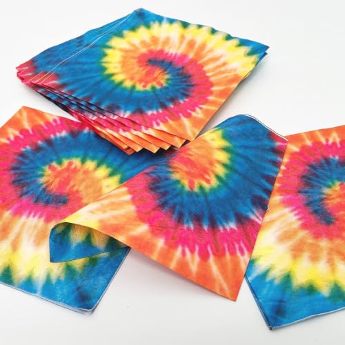 Image of 50 Pcs Tie Dye Napkins Tie Dye Birthday Party Disposable Paper Napkins Hippie Dinner Luncheon Napkin Supplies Decorations Favors for Birthday Baby Shower Party