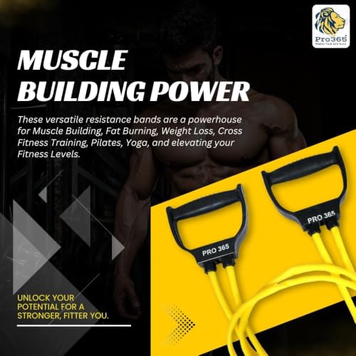 Image of PRO365 25Kg Resistance Tube with Handles for Workout, Home Gym Exercise Band for Pull-Ups, Stretching, Strength Training, Warm-Up & Full Body Toning