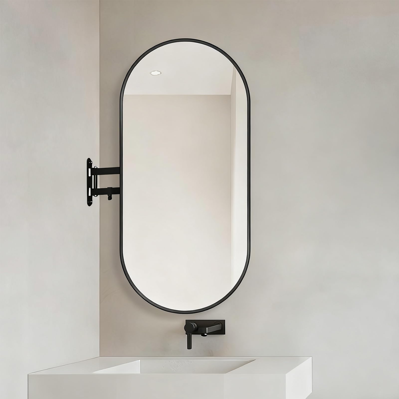 Miroir LED ovale 50x100 cm avec fonction anti-buée et verre anti-déflagrant sécurisé noir