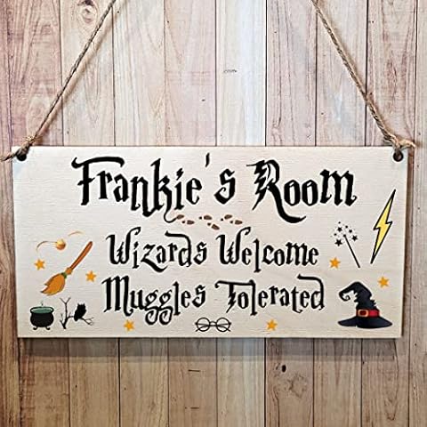 Second Ave Personalised Wizard Room Wooden Hanging Gift Rectangle Decoration Sign Plaque Cover