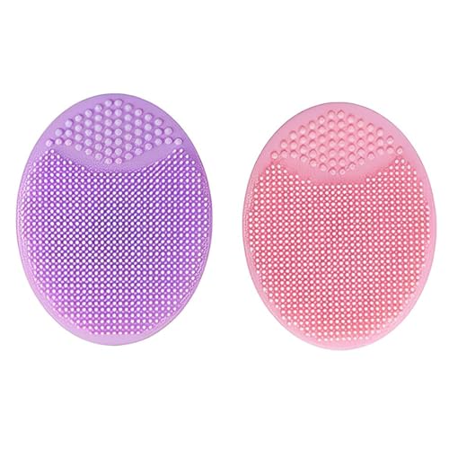 AEIOPRS 2 Pcs Cepillo de Limpieza Facial de Silicona Suave para Masaje Exfoliante de Poros Rosa Violeta
